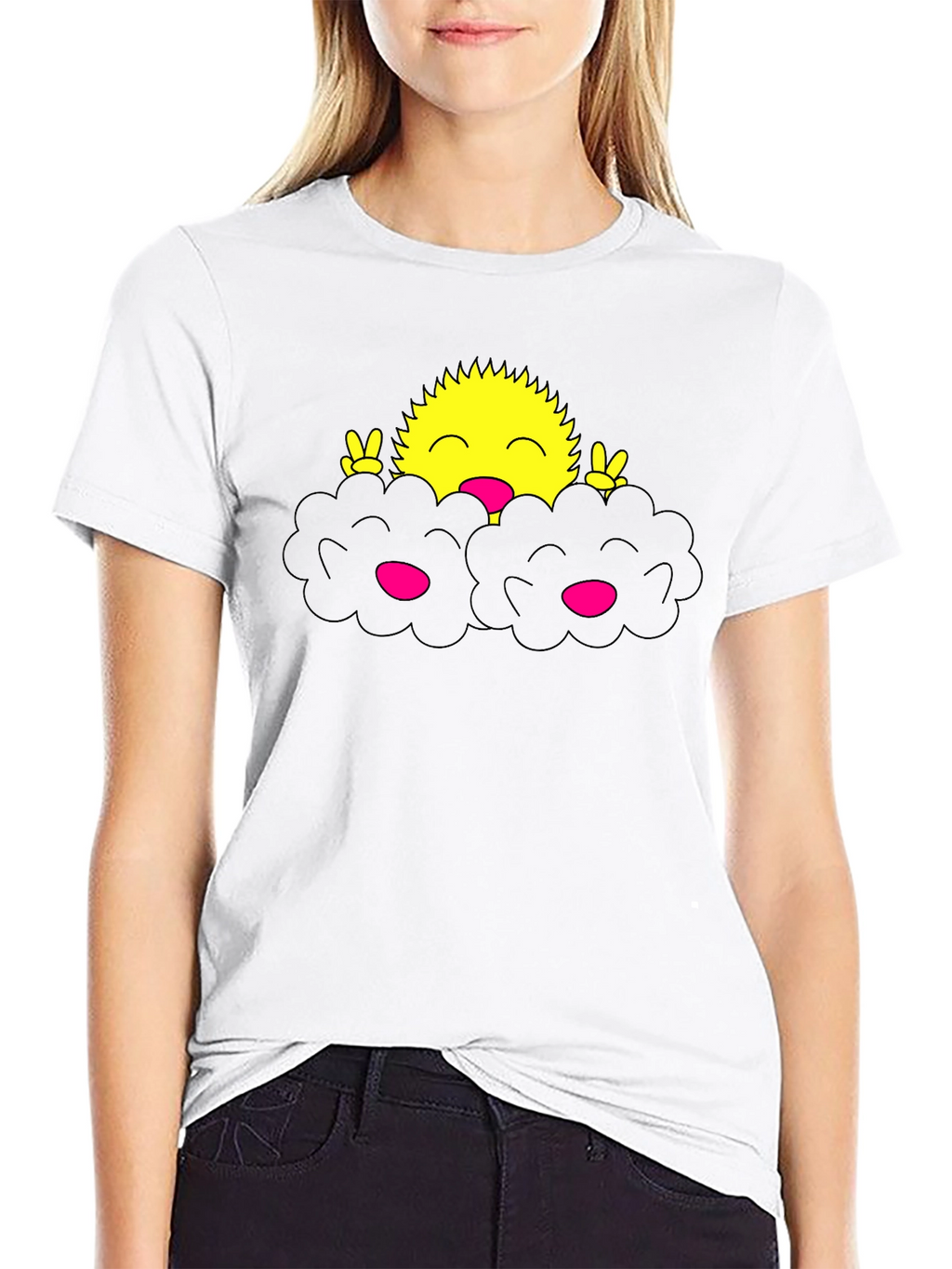 Smiling Sun Peeking From Clouds T-Shirt