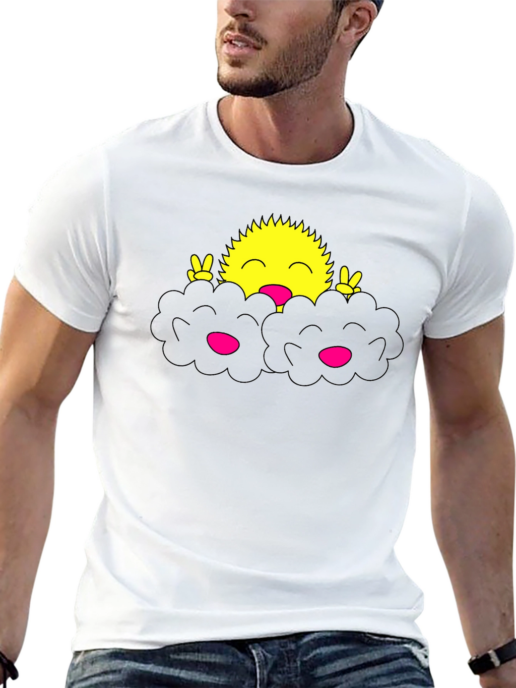 Smiling Sun Peeking From Clouds T-Shirt