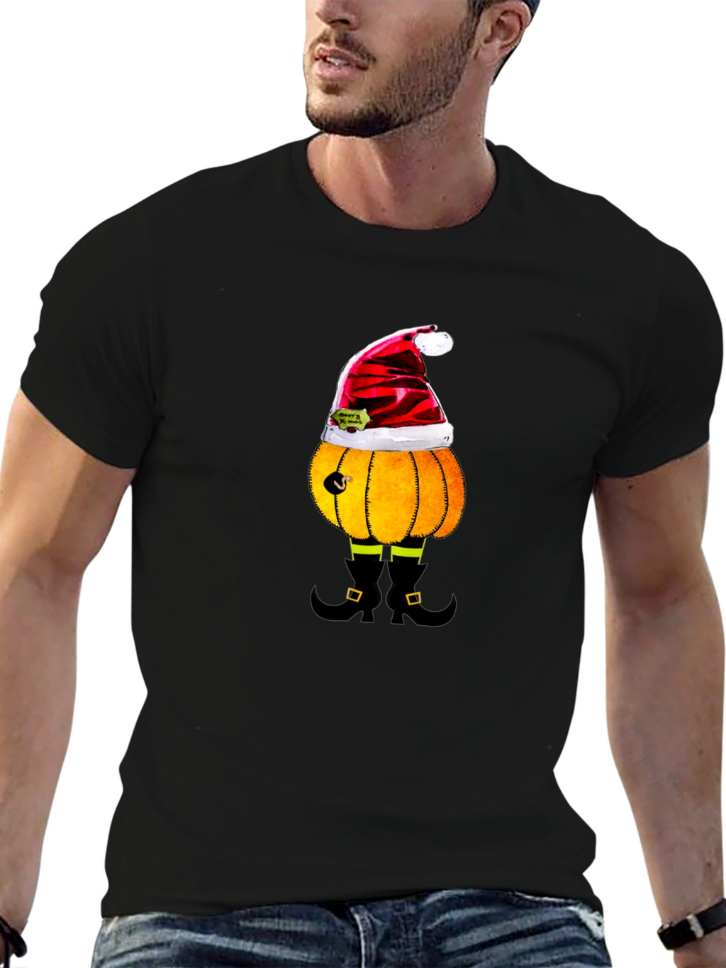 Festive Pumpkin Santa T-Shirt