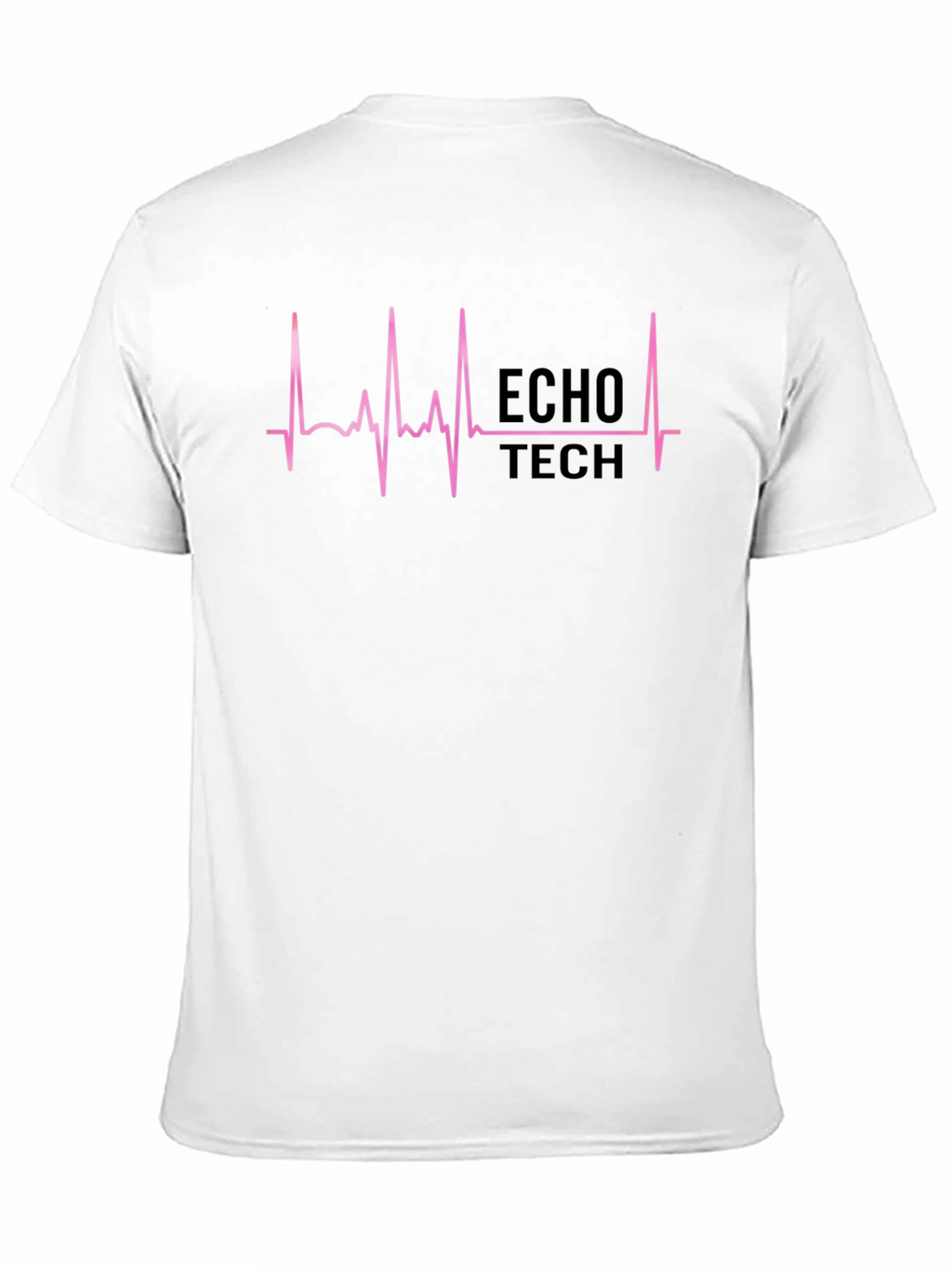 Echo Tech Pink ECG Heartbeat Black T-Shirt