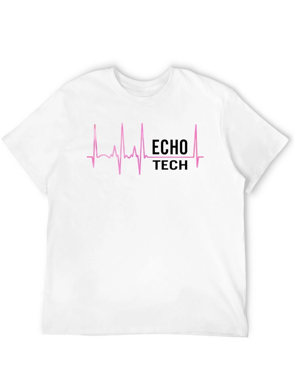 Echo Tech Pink ECG Heartbeat Black T-Shirt