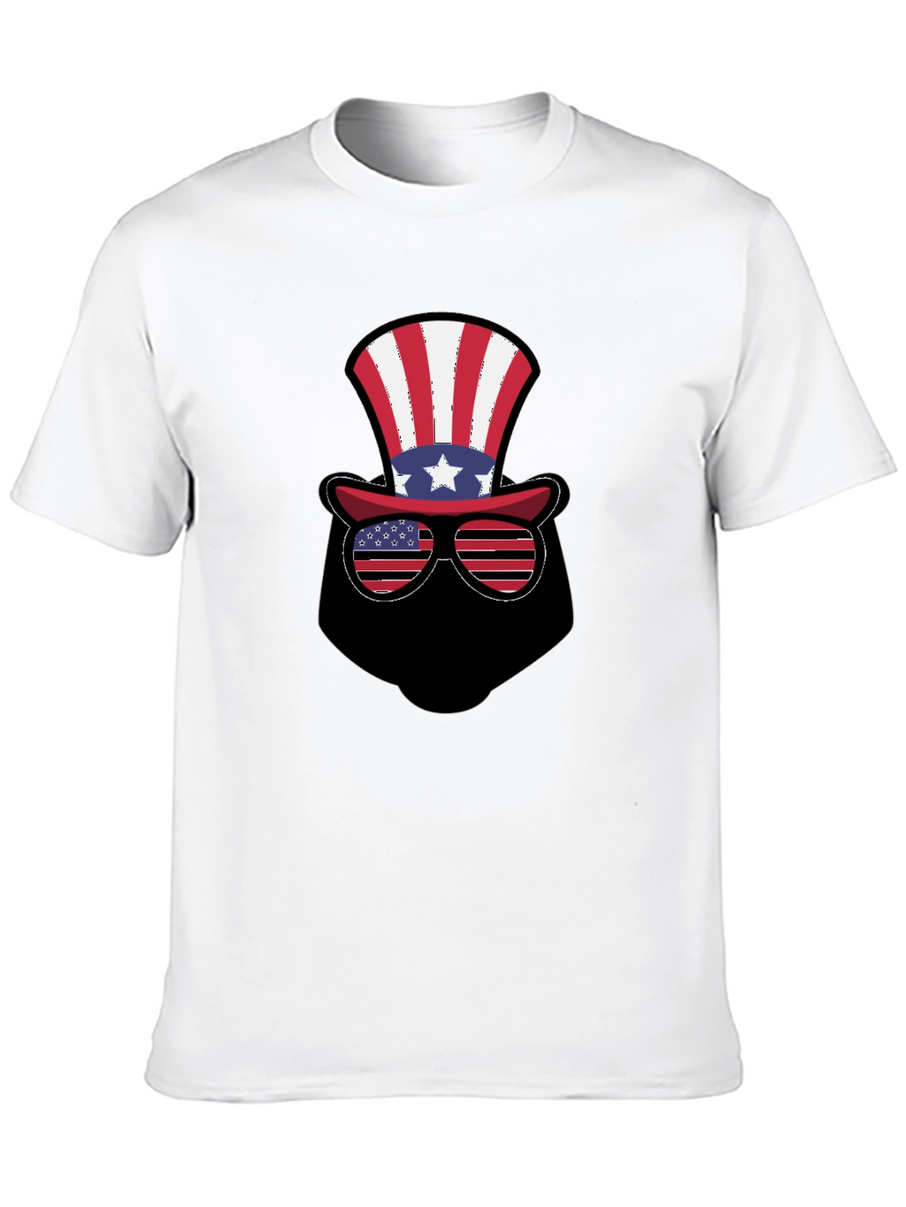 Patriotic Hat and Glasses Black T-Shirt