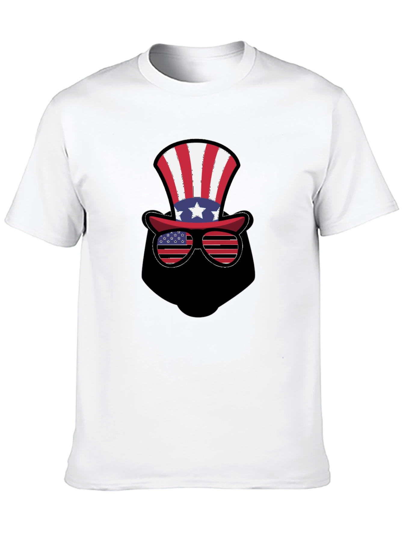 Patriotic Hat and Glasses Black T-Shirt