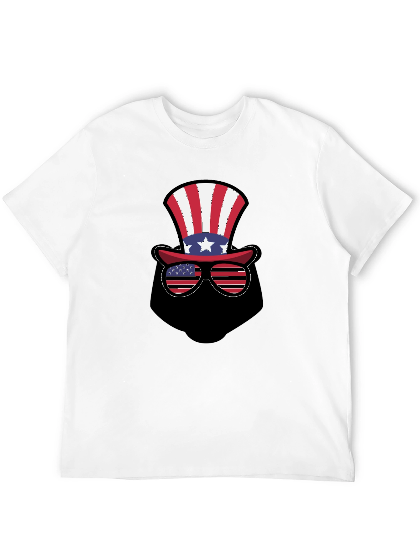 Patriotic Hat and Glasses Black T-Shirt