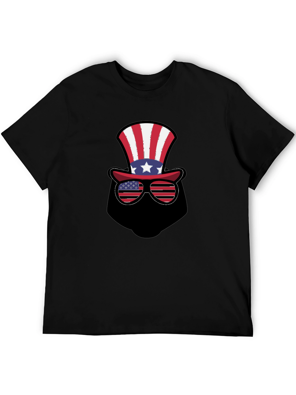 Patriotic Hat and Glasses Black T-Shirt