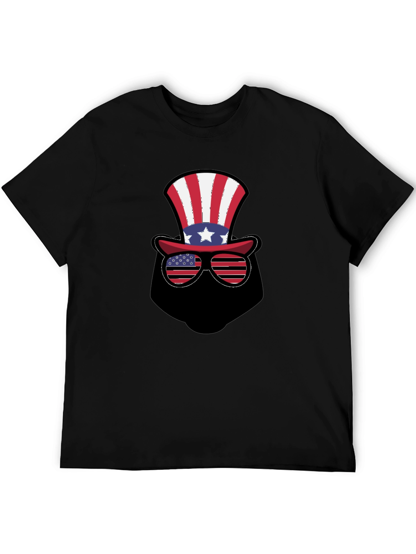 Patriotic Hat and Glasses Black T-Shirt