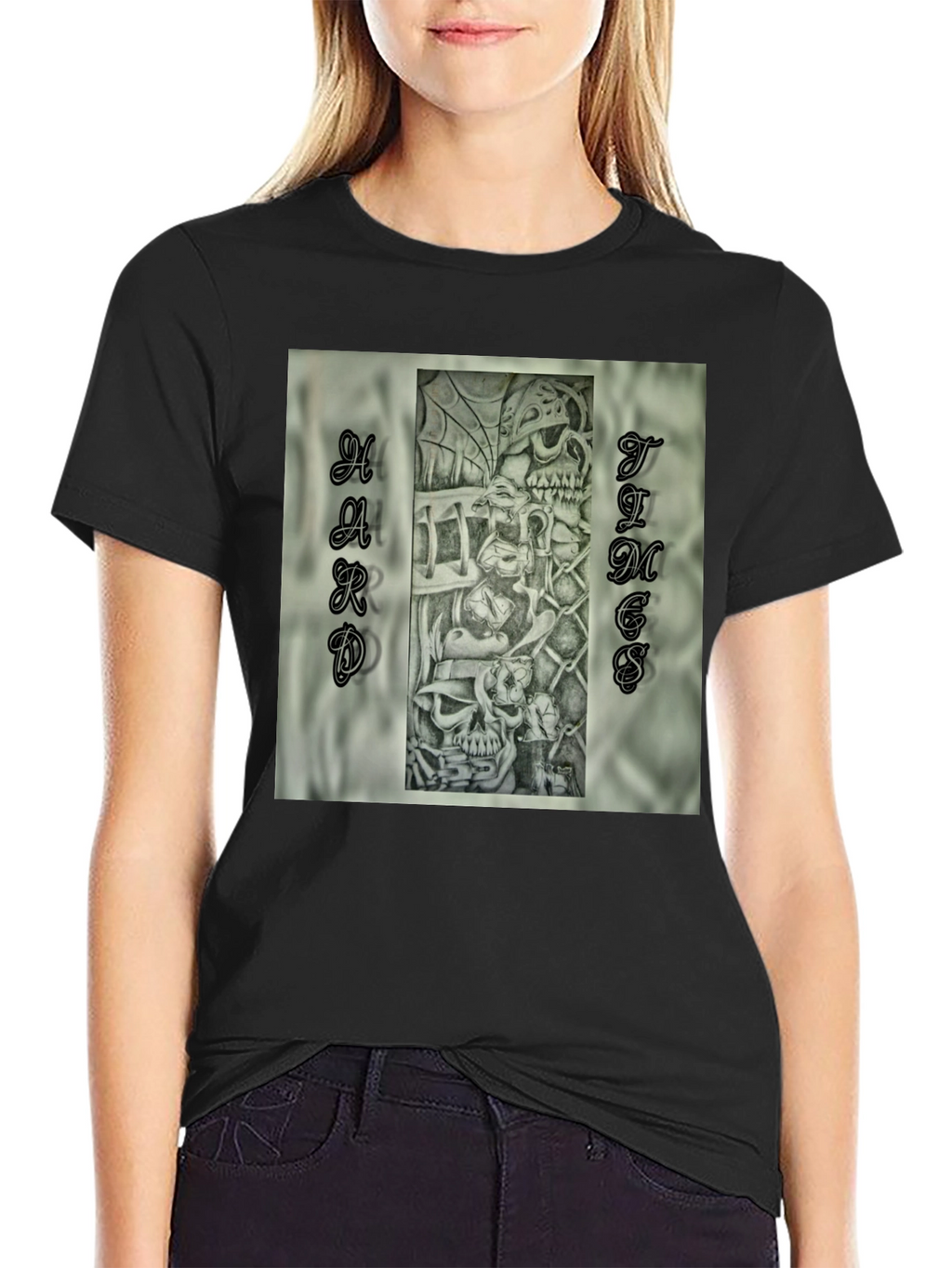 Hard Times Graphic Print Black T-Shirt