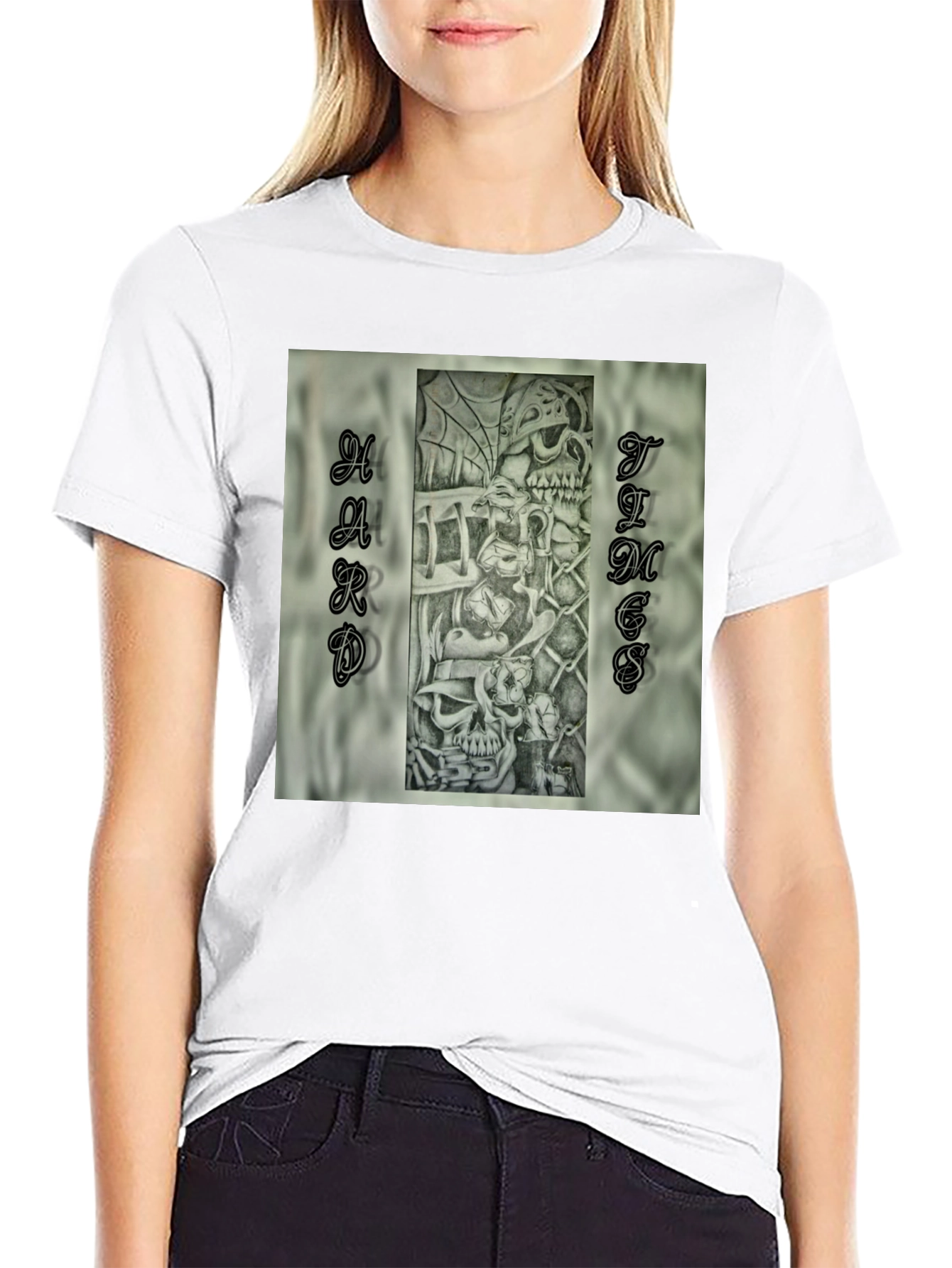 Hard Times Graphic Print Black T-Shirt