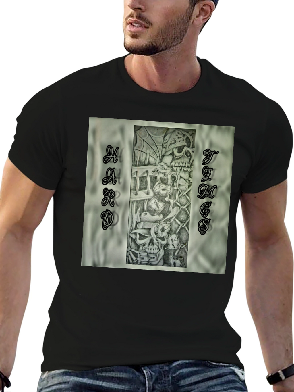 Hard Times Graphic Print Black T-Shirt