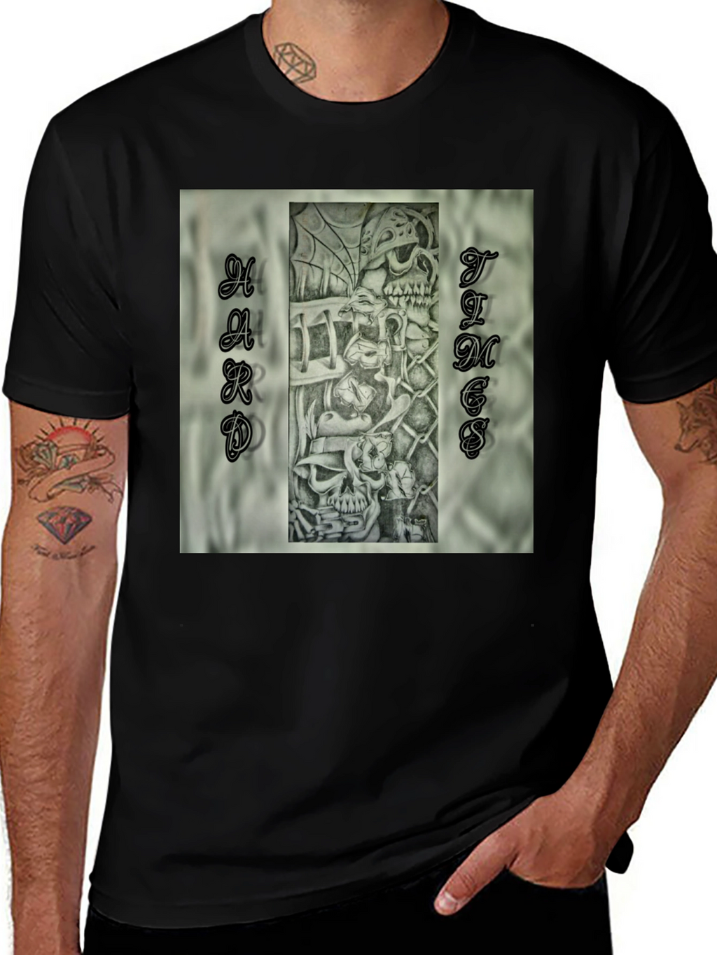 Hard Times Graphic Print Black T-Shirt