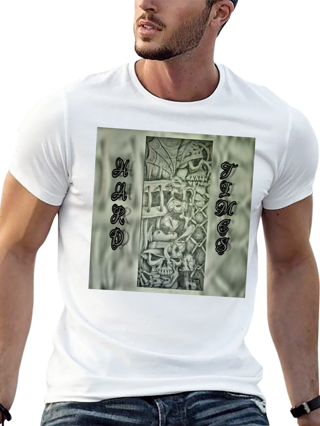 Hard Times Graphic Print Black T-Shirt
