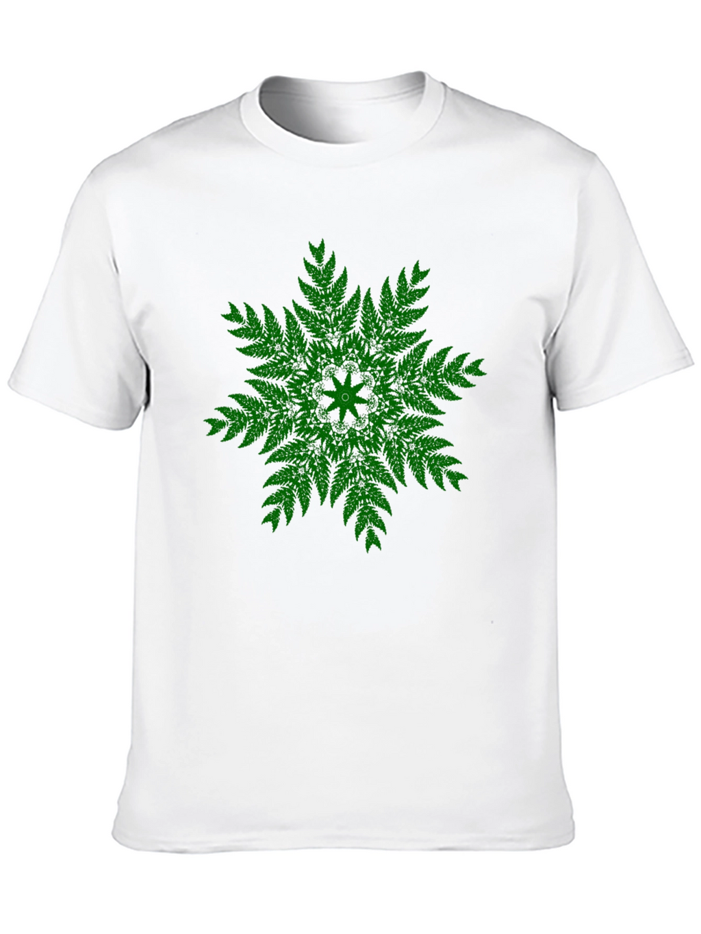 Green Fern Mandala Black T-Shirt - Unique Design