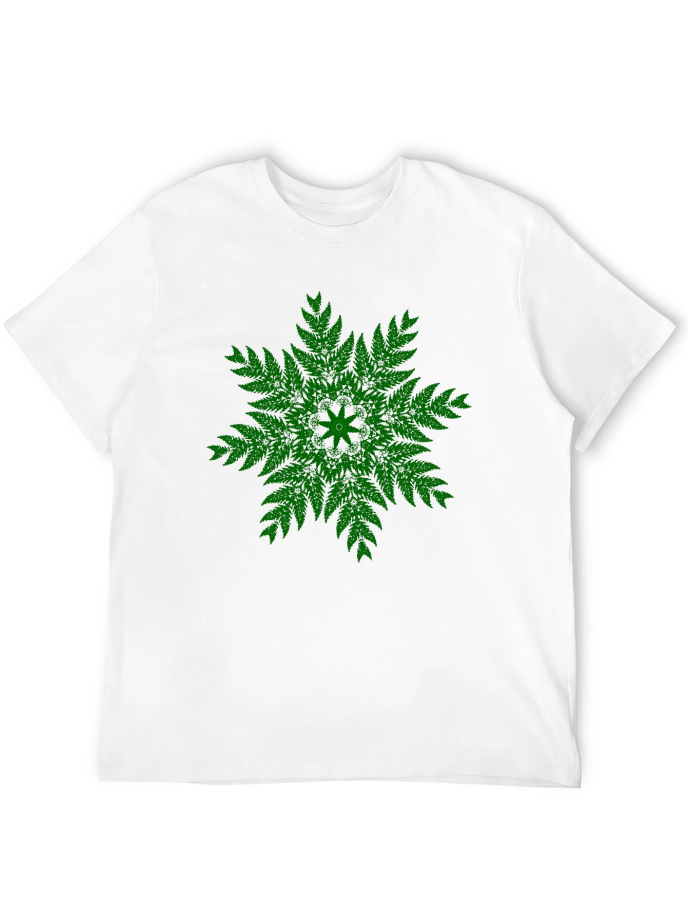 Green Fern Mandala Black T-Shirt - Unique Design
