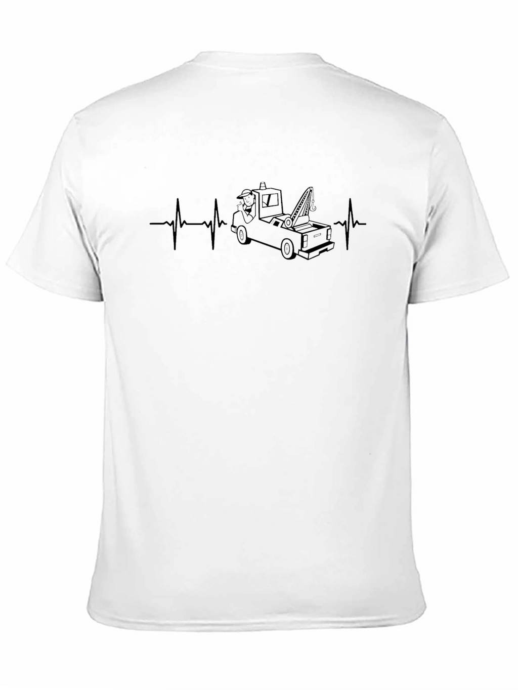 Tow Truck Heartbeat Black T-Shirt