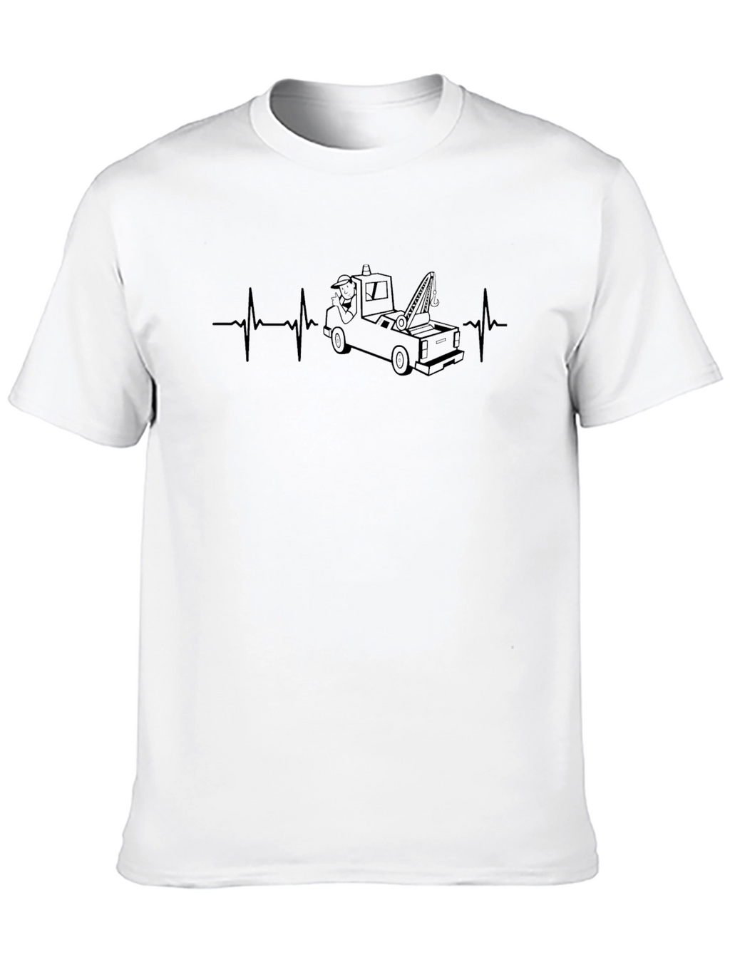 Tow Truck Heartbeat Black T-Shirt