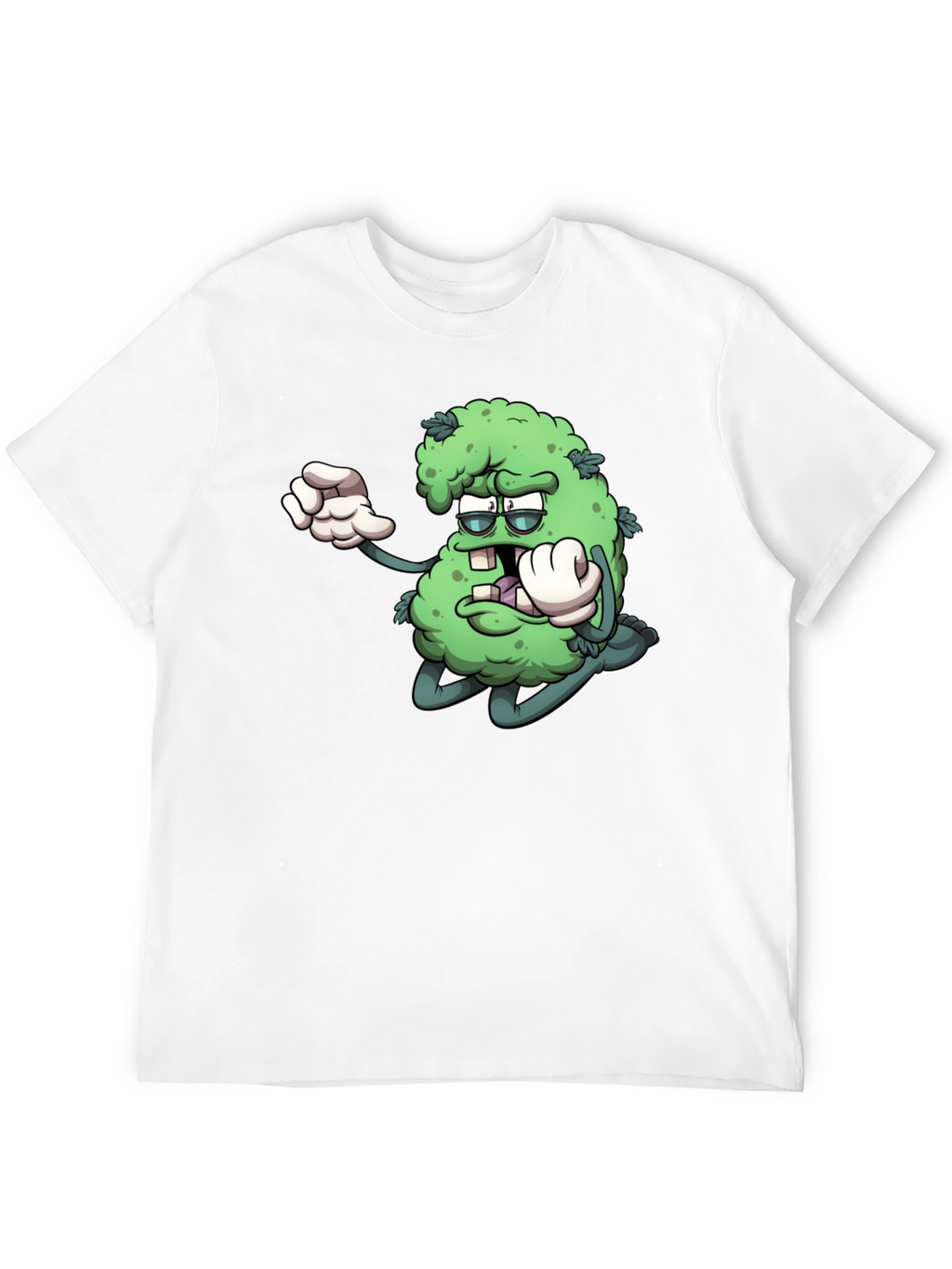 Cartoon Marijuana Graphic Black T-Shirt