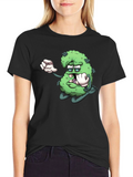 Cartoon Marijuana Graphic Black T-Shirt