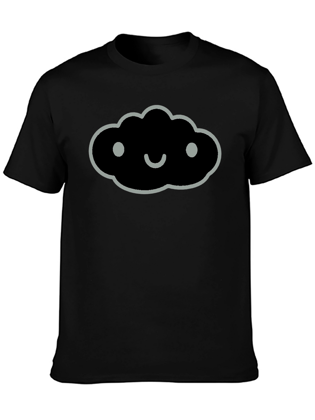 Smiling Cloud Graphic Tee - Soft Black Cotton Blend