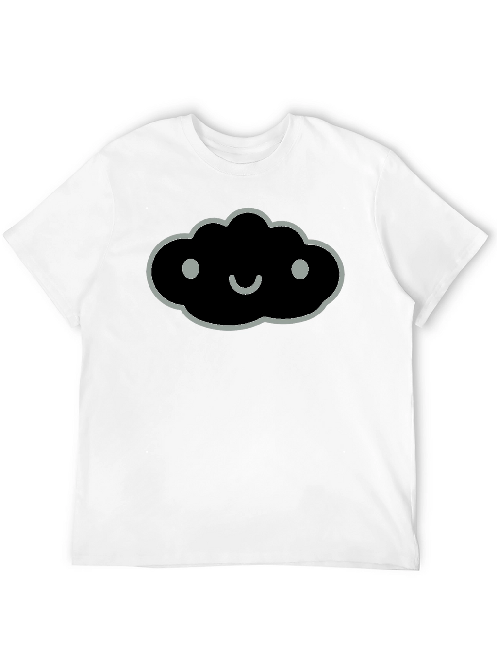 Smiling Cloud Graphic Tee - Soft Black Cotton Blend