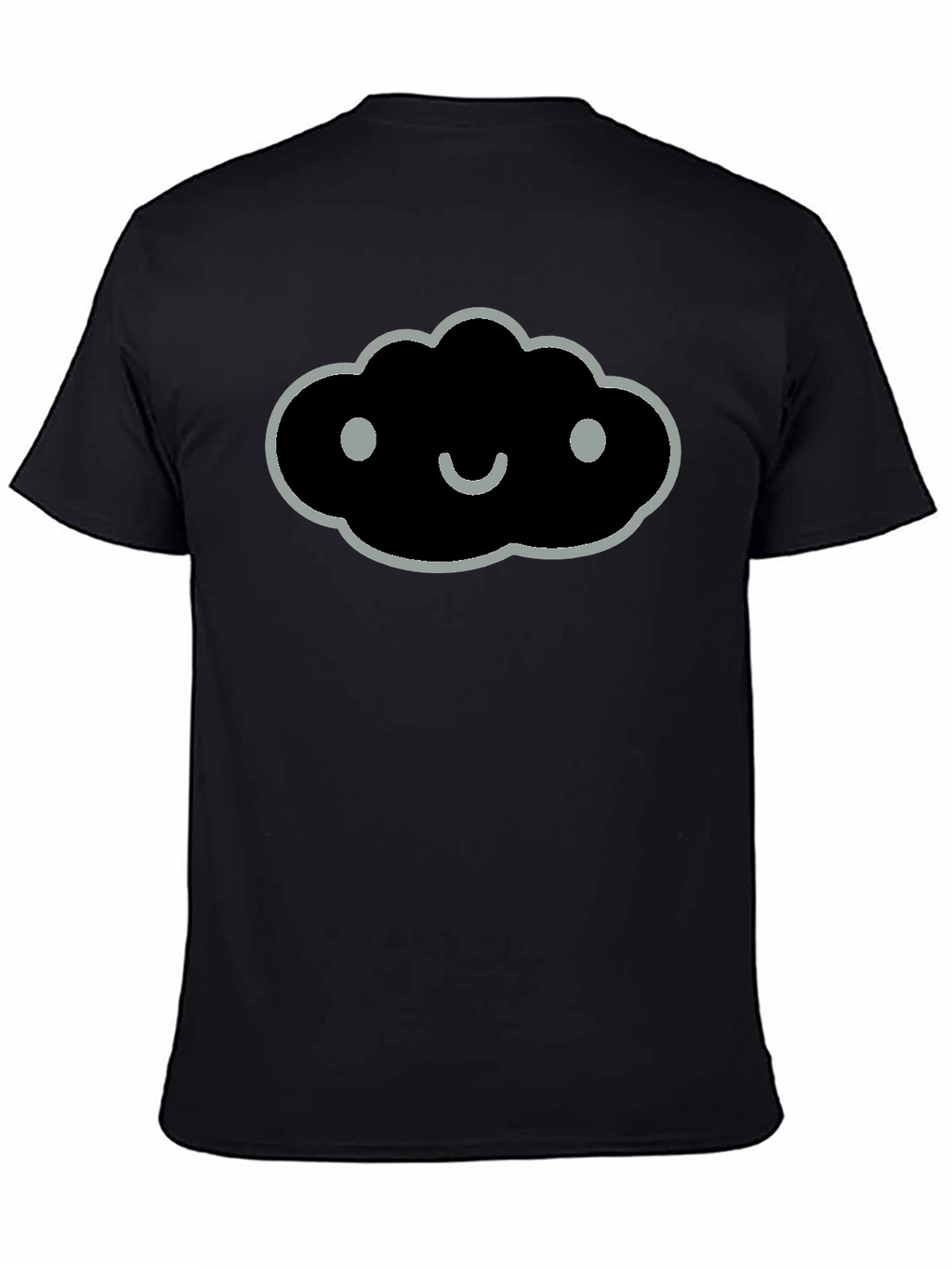 Smiling Cloud Graphic Tee - Soft Black Cotton Blend