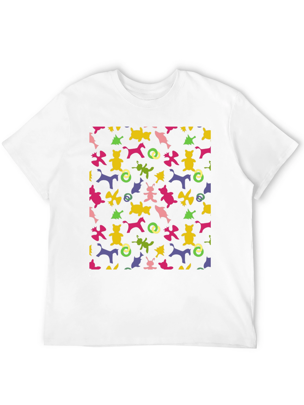 Novelty Pattern Tee: Fun Animal Print Black T-Shirt