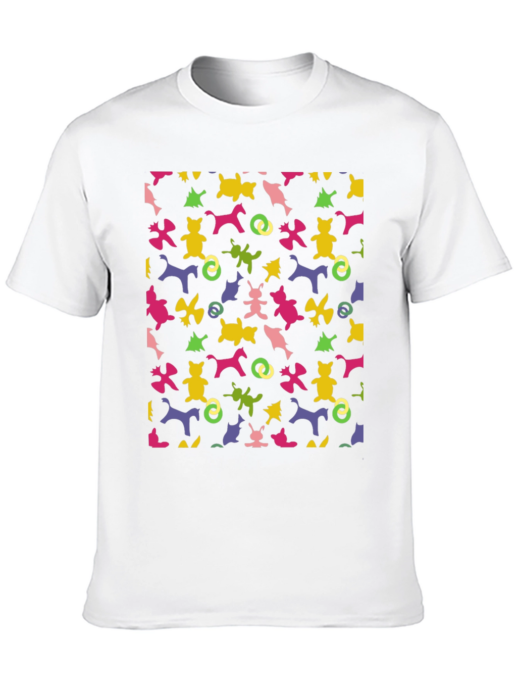 Novelty Pattern Tee: Fun Animal Print Black T-Shirt