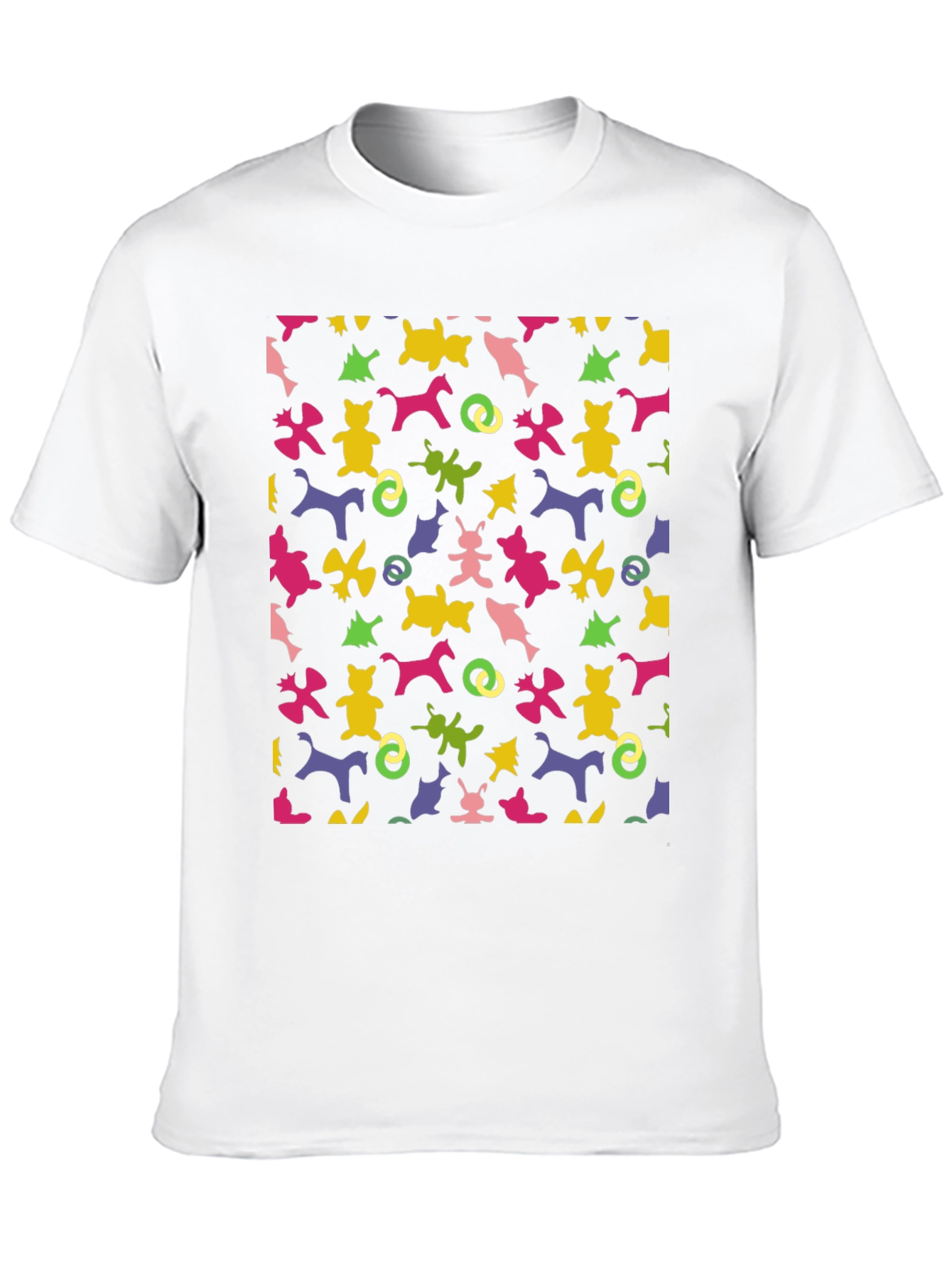 Novelty Pattern Tee: Fun Animal Print Black T-Shirt