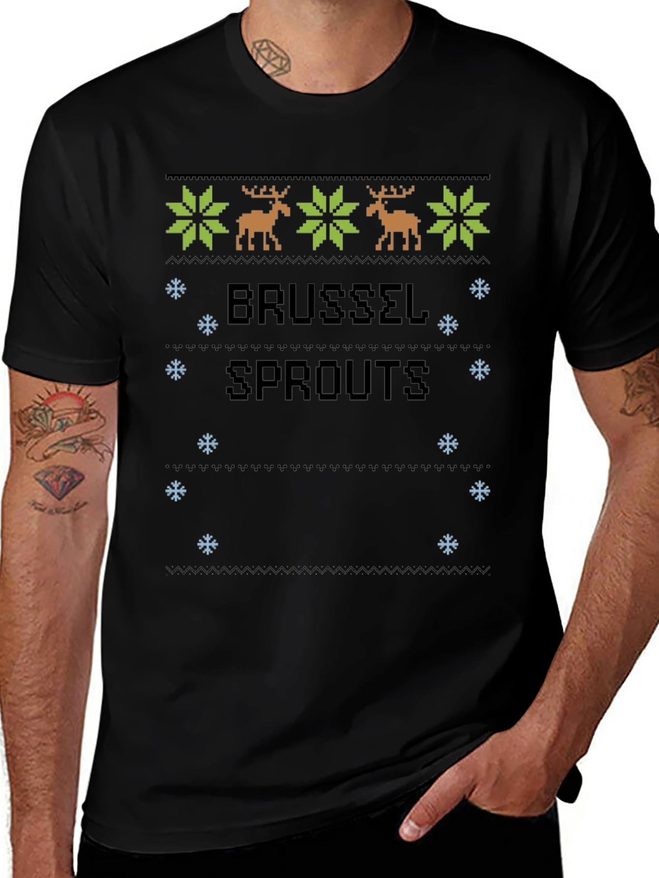 Brussels Sprouts Ugly Christmas Sweater Style T-Shirt