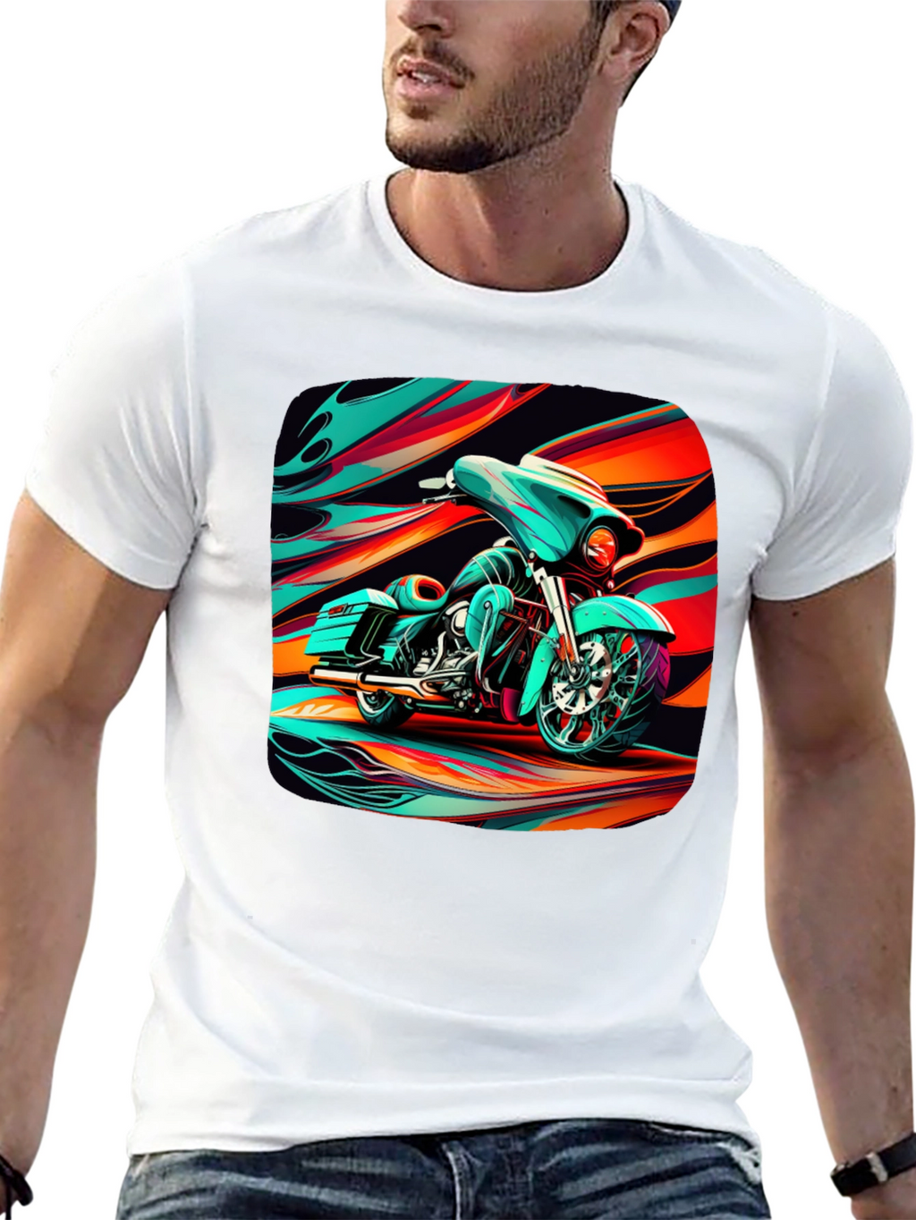 Motorcycle Graphic Black T-Shirt