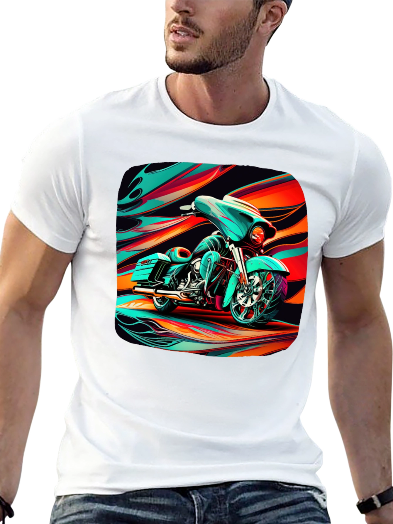 Motorcycle Graphic Black T-Shirt