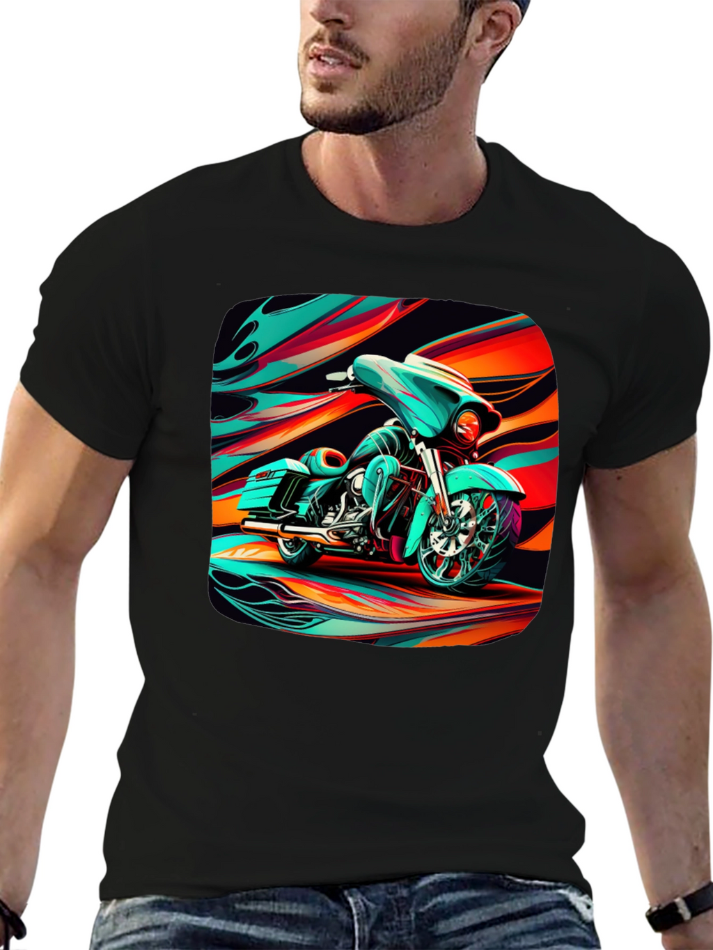 Motorcycle Graphic Black T-Shirt