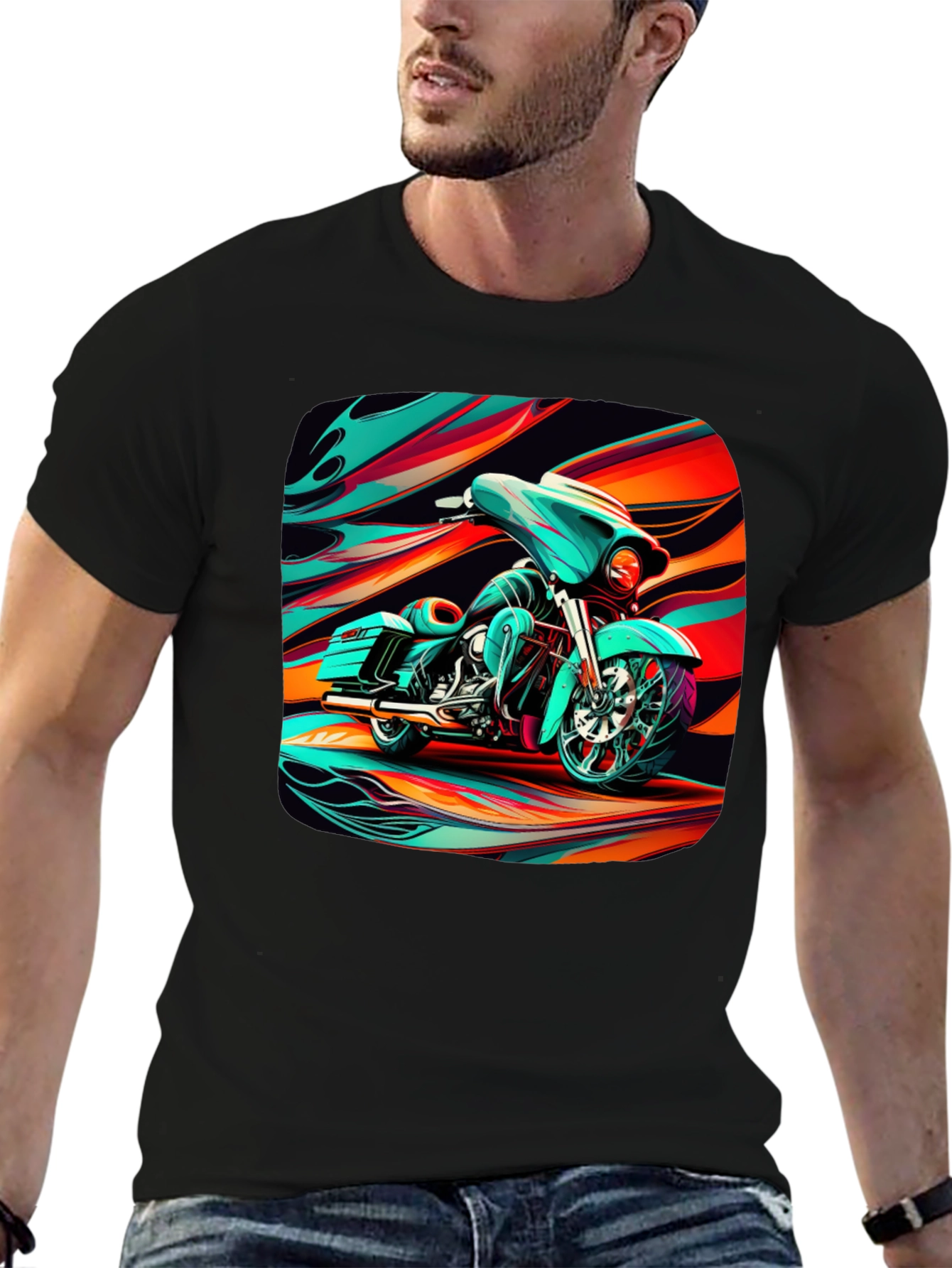 Motorcycle Graphic Black T-Shirt
