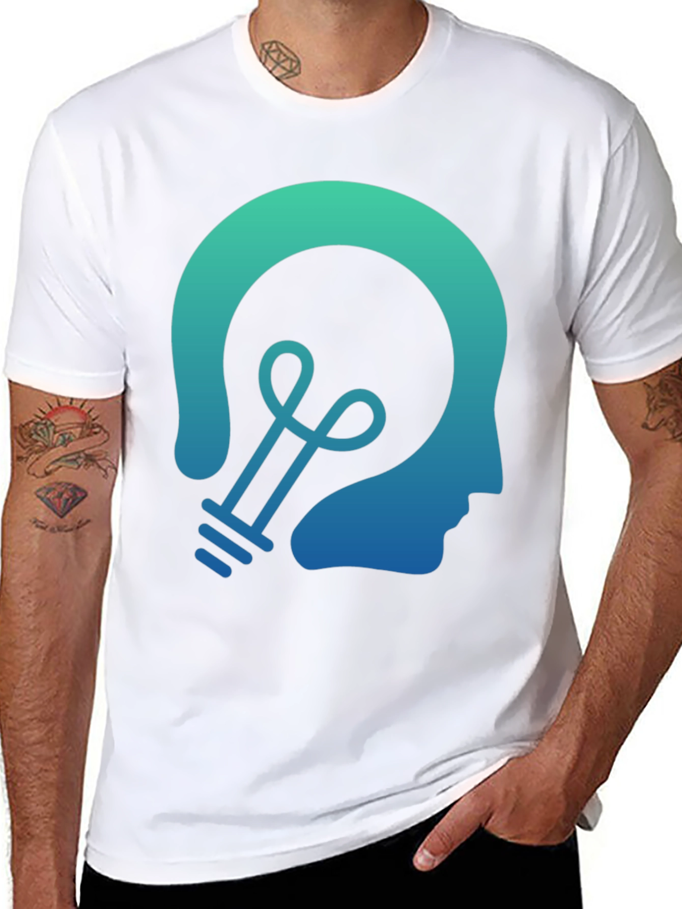 Creative Thinking T-Shirt - Lightbulb Head Design