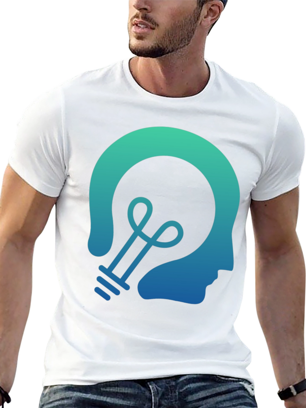 Creative Thinking T-Shirt - Lightbulb Head Design