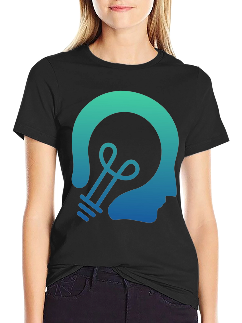 Creative Thinking T-Shirt - Lightbulb Head Design