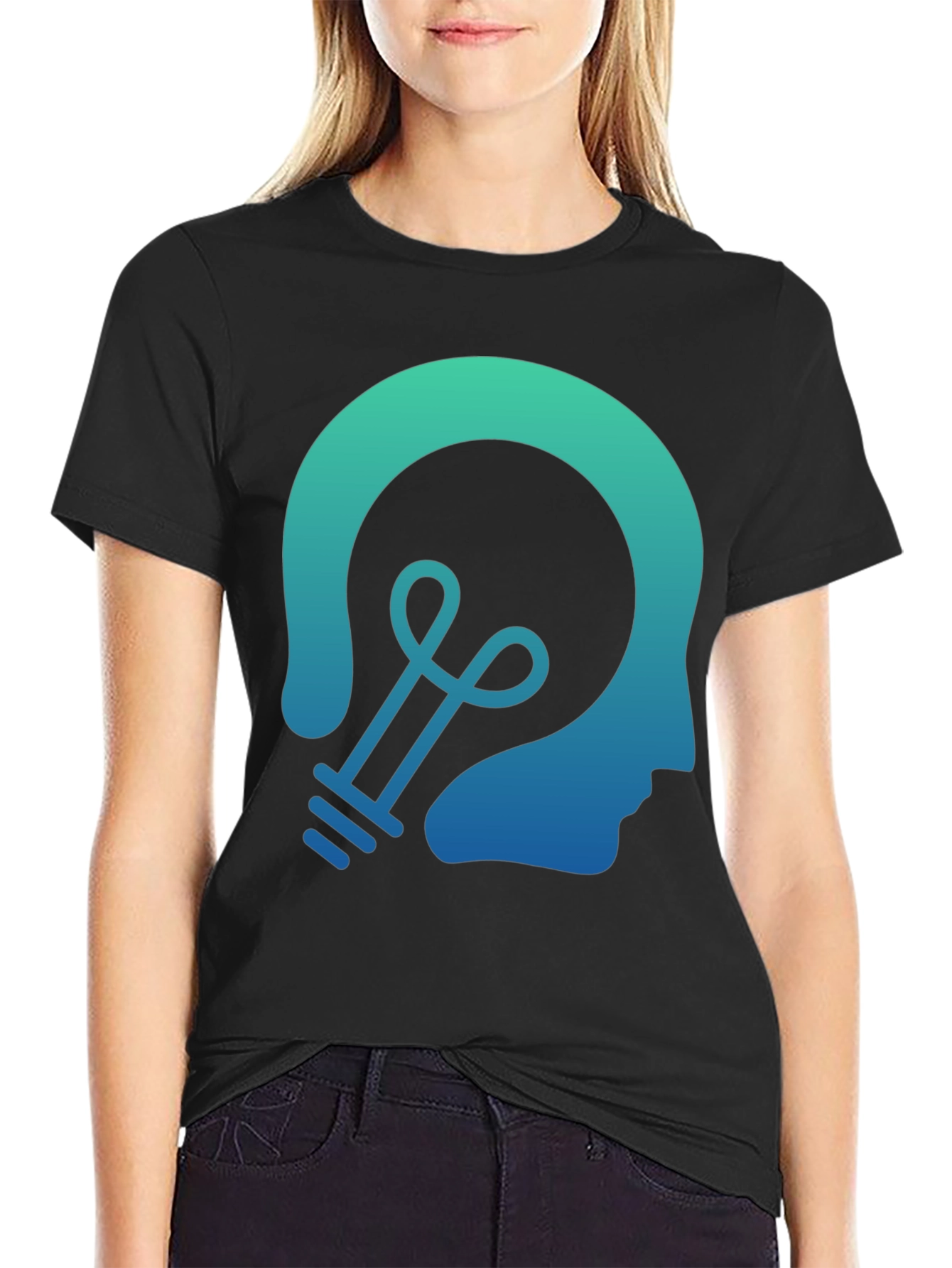Creative Thinking T-Shirt - Lightbulb Head Design