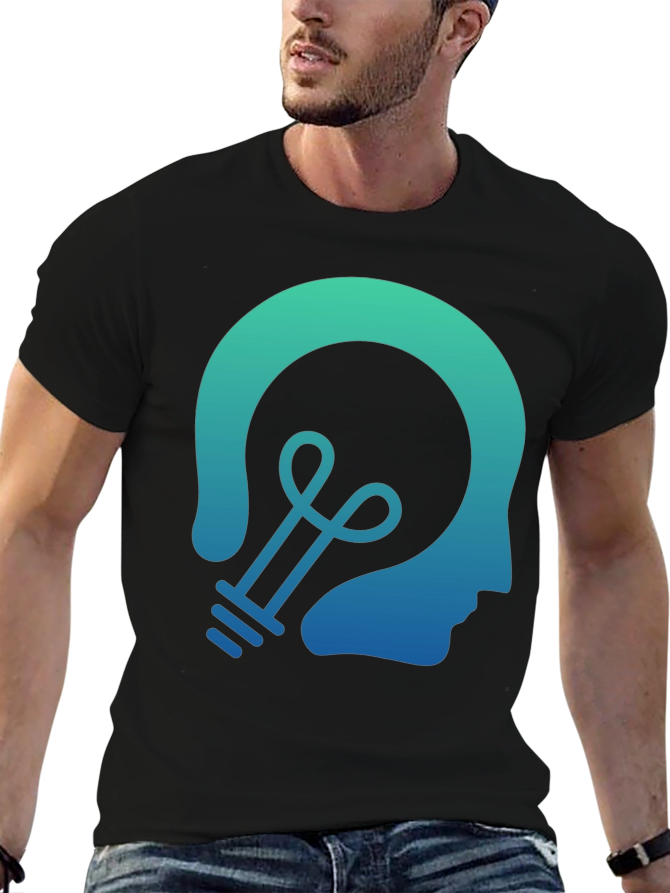 Creative Thinking T-Shirt - Lightbulb Head Design