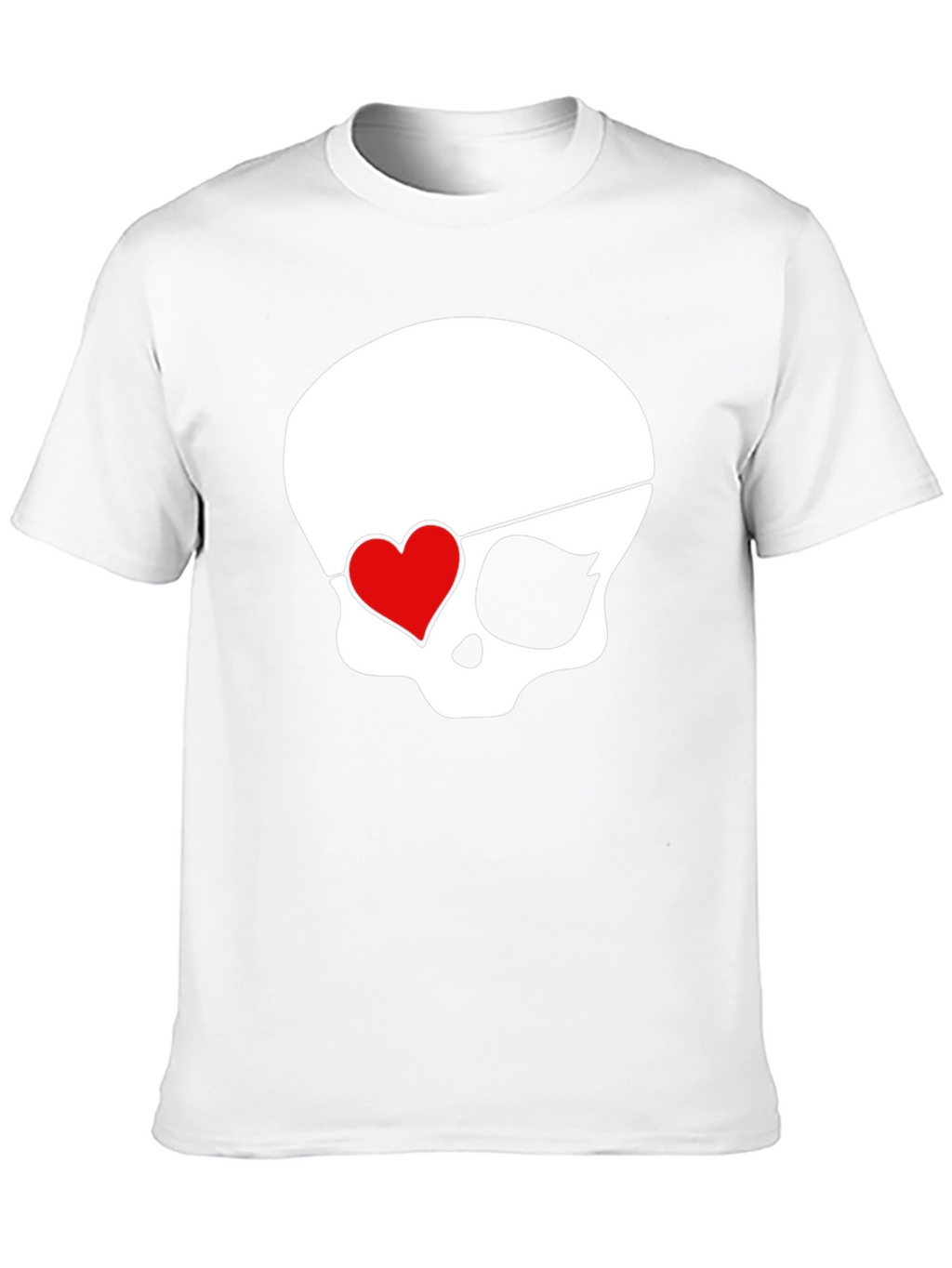 Skull Pirate Heart Eye Patch Mens Black T-Shirt