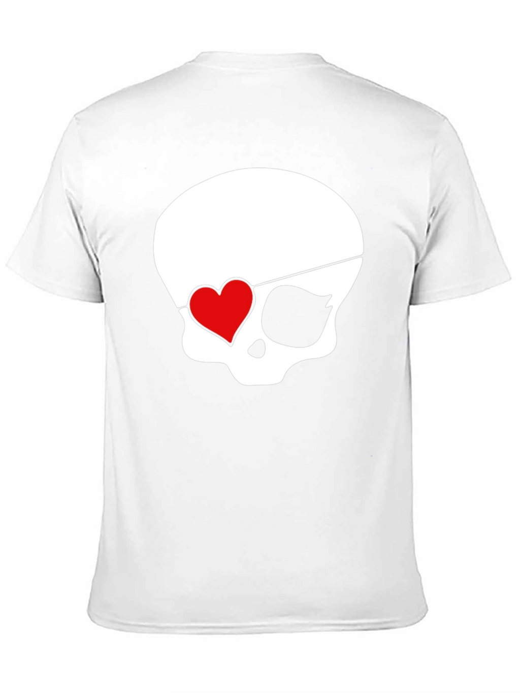 Skull Pirate Heart Eye Patch Mens Black T-Shirt
