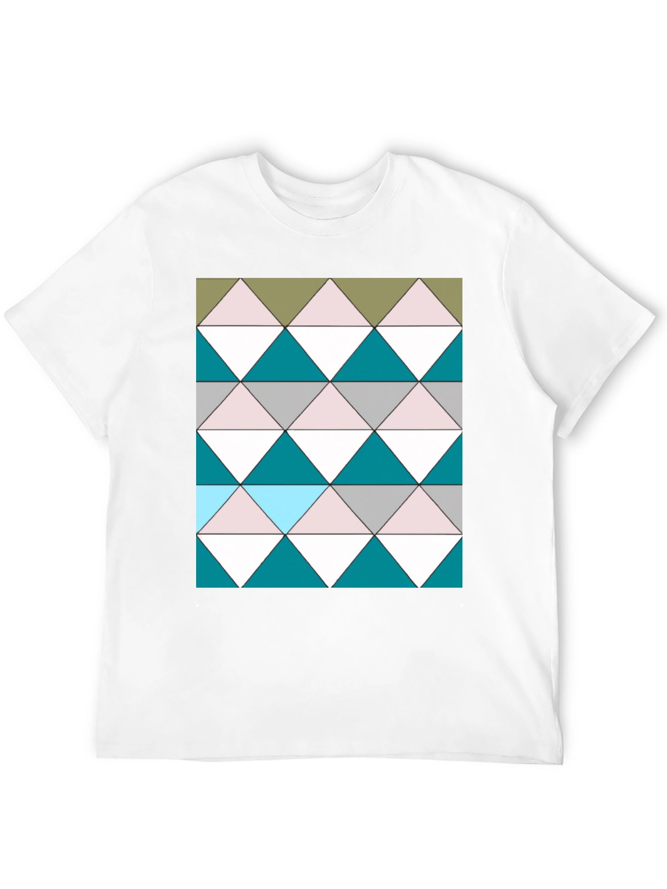 Geometric Triangle Pattern Black T-Shirt