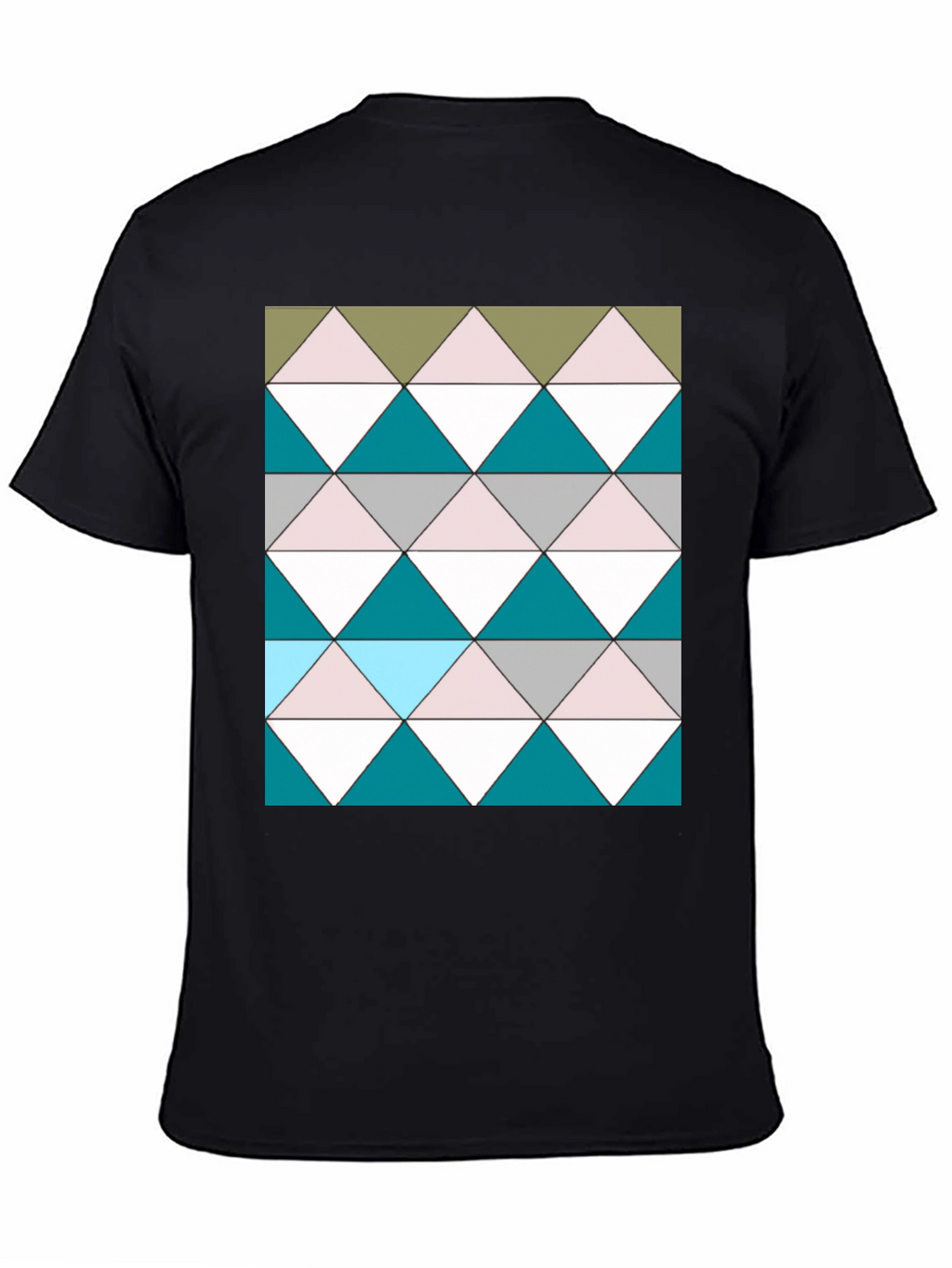 Geometric Triangle Pattern Black T-Shirt