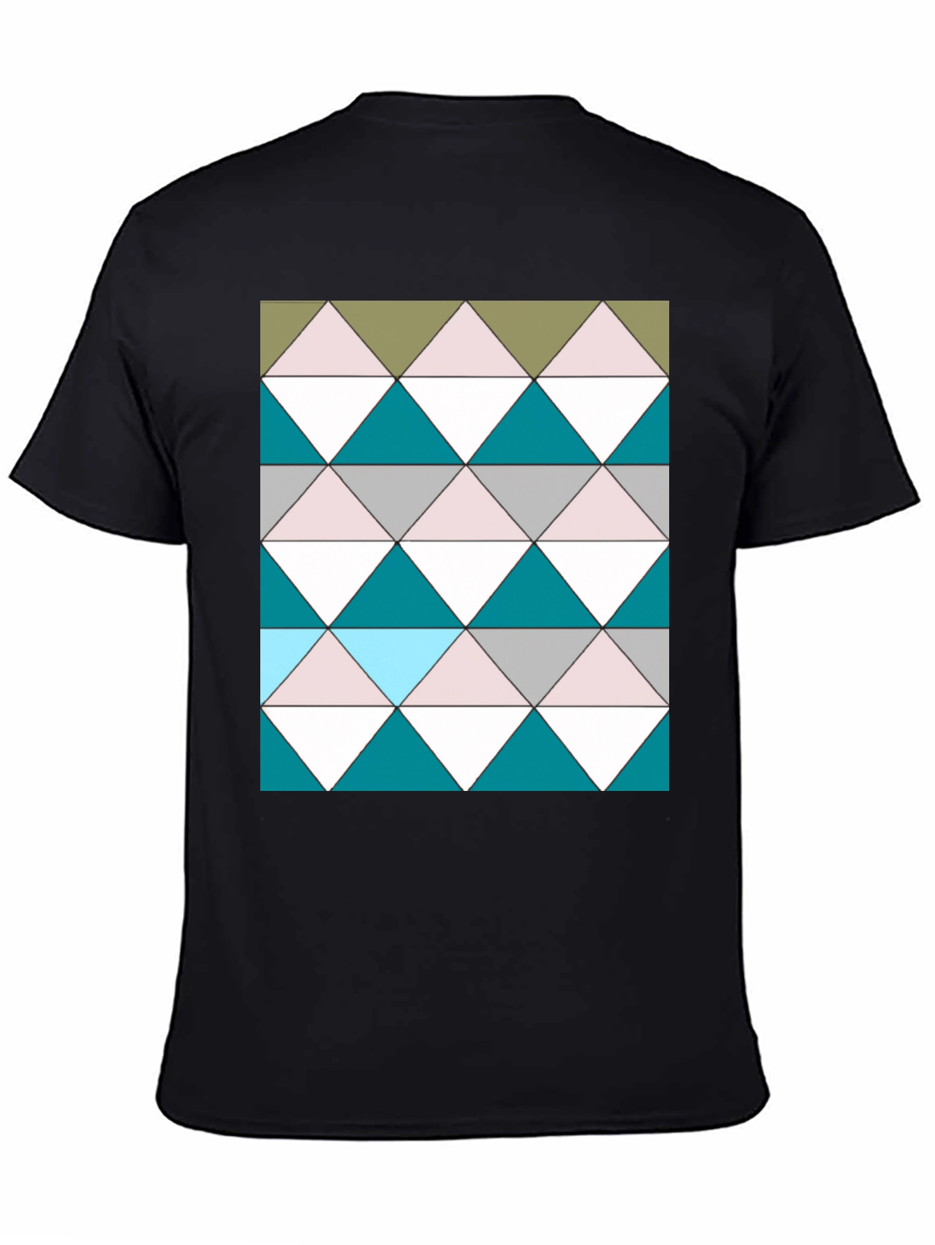 Geometric Triangle Pattern Black T-Shirt