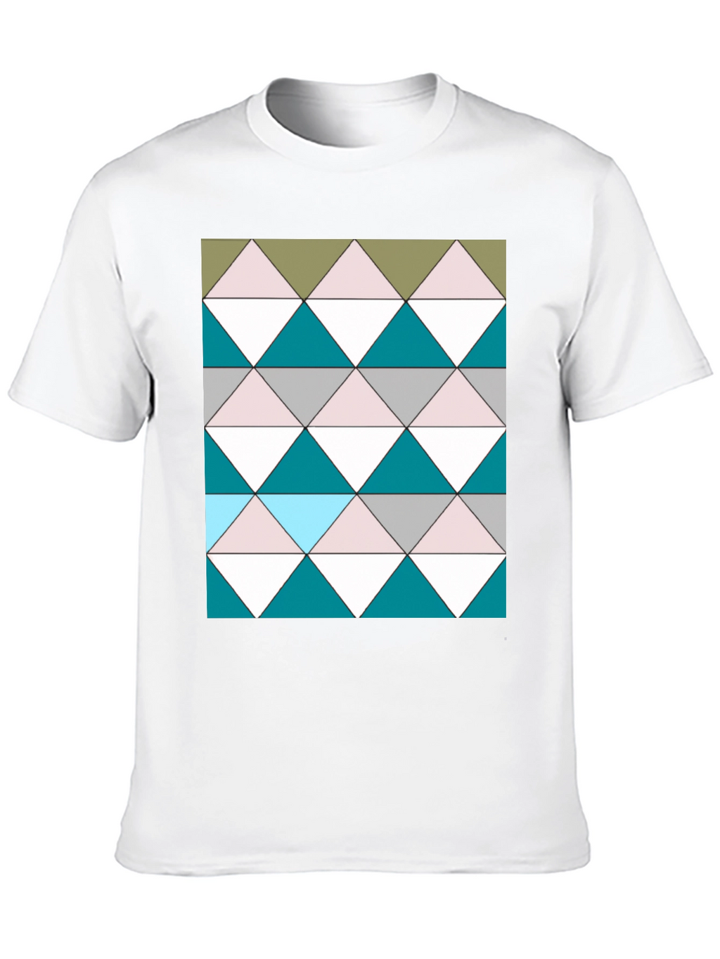 Geometric Triangle Pattern Black T-Shirt