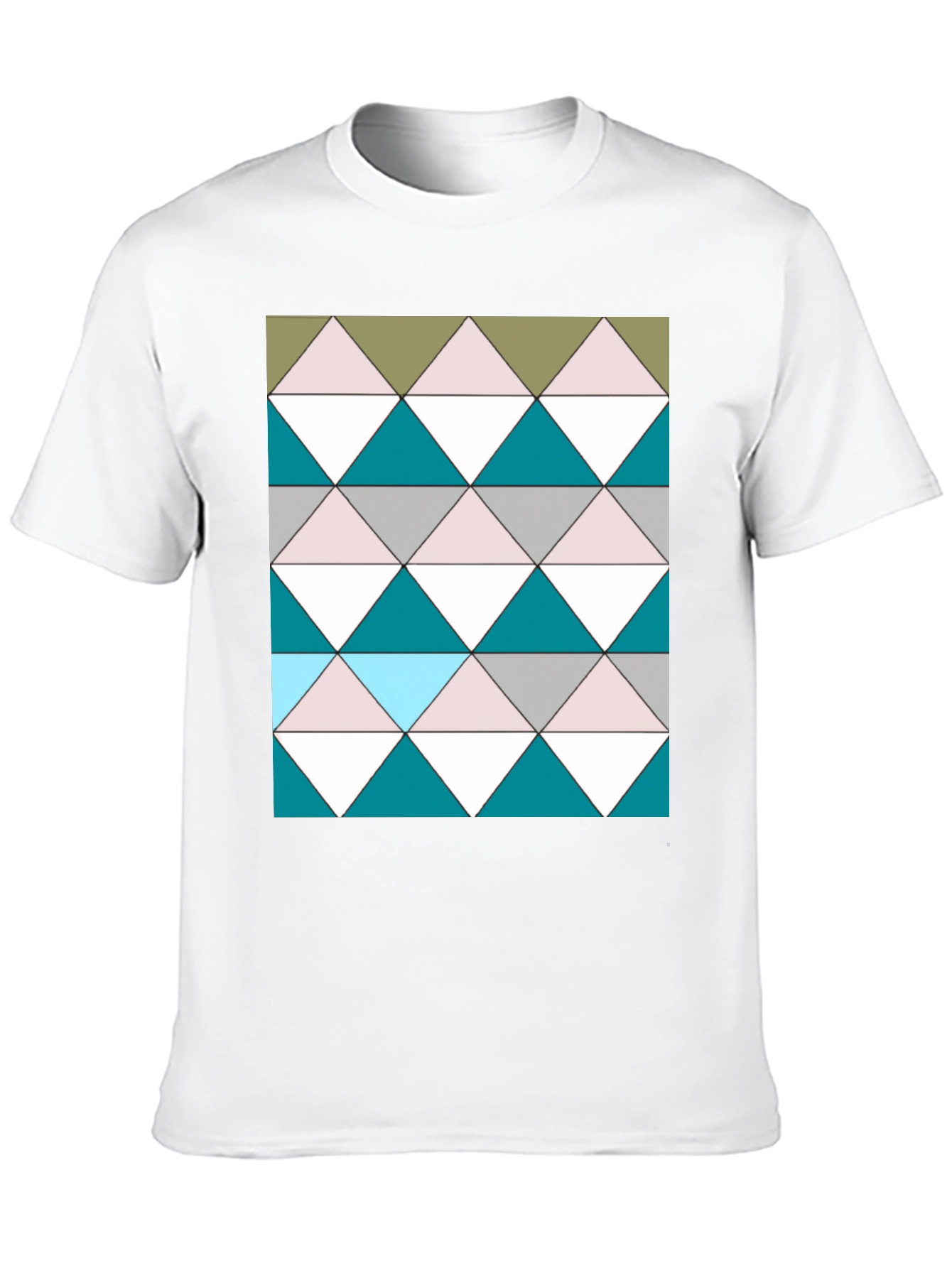 Geometric Triangle Pattern Black T-Shirt