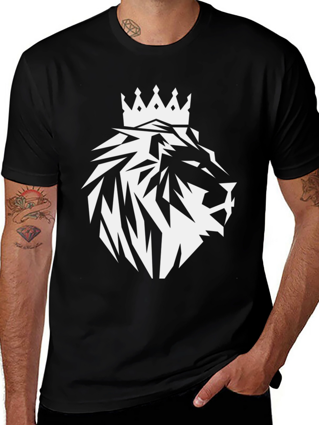 Lion King Crown Black T-Shirt - Modern Graphic Tee