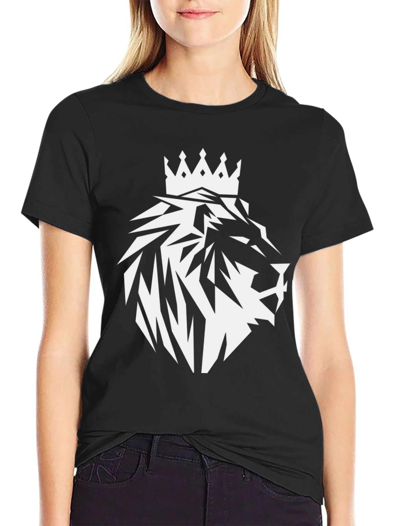 Lion King Crown Black T-Shirt - Modern Graphic Tee