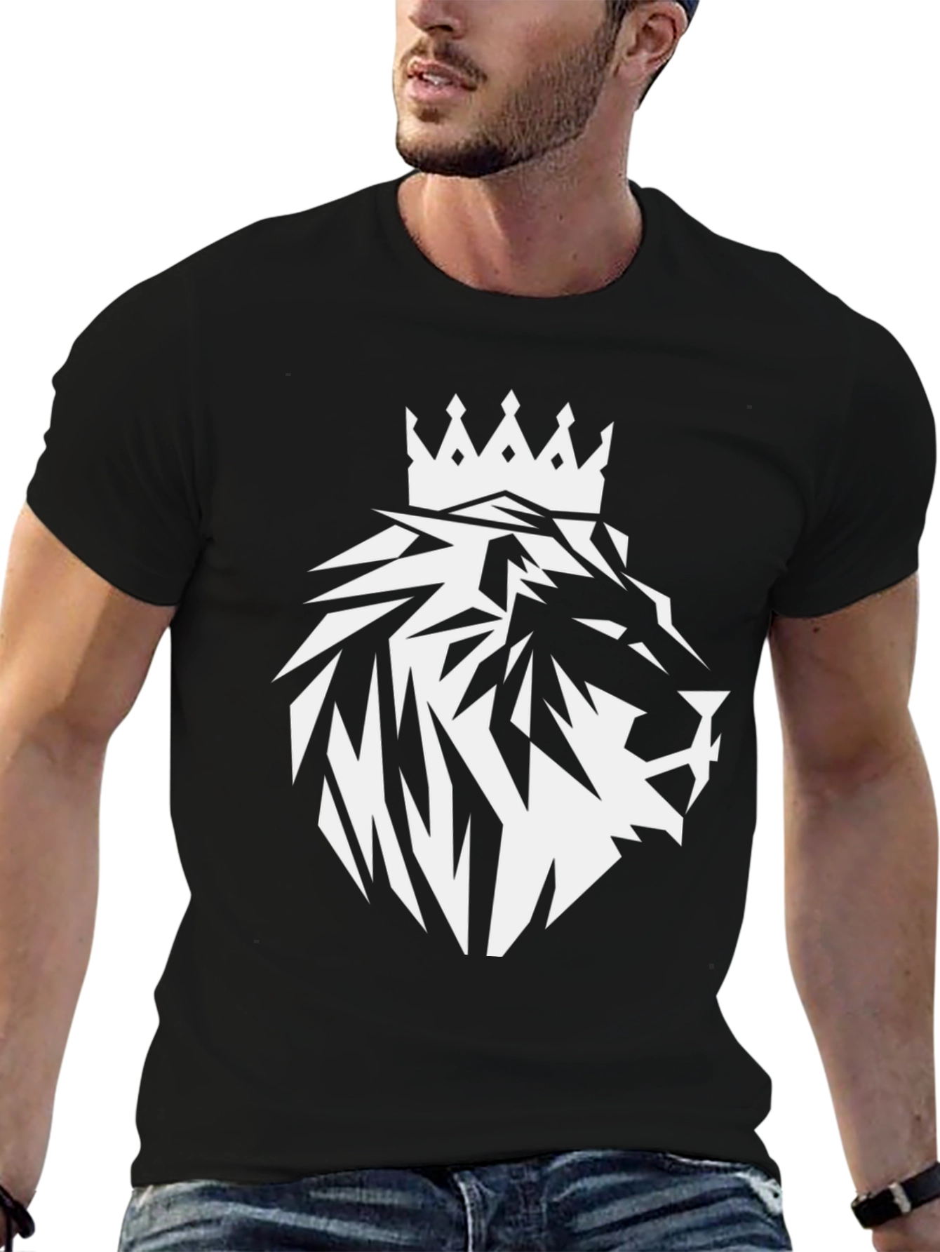Lion King Crown Black T-Shirt - Modern Graphic Tee