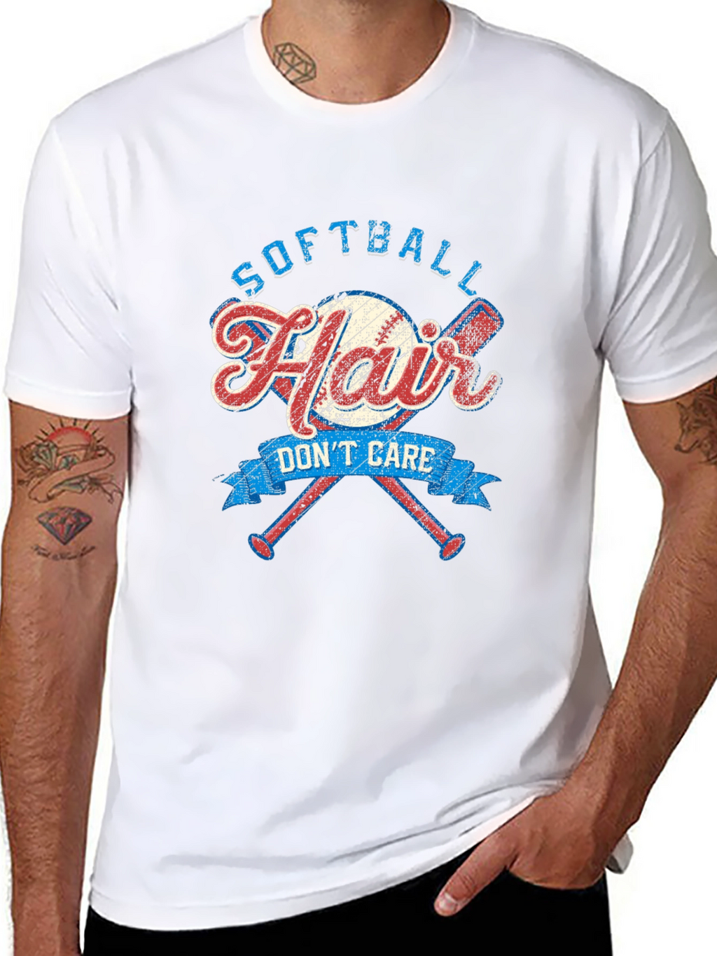 Softball Hair Dont Care Graphic Tee