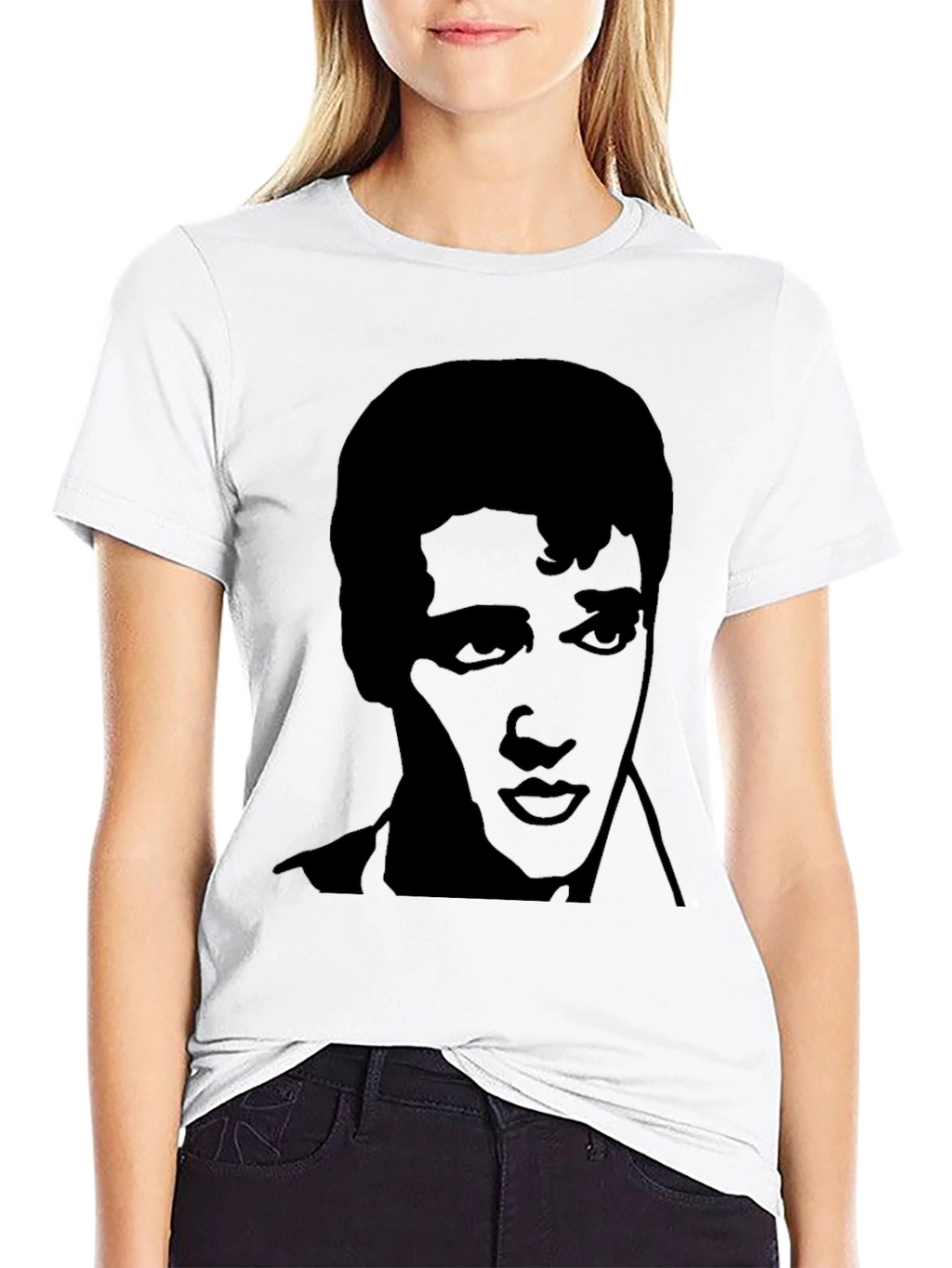 Black Elvis Silhouette Graphic Tee