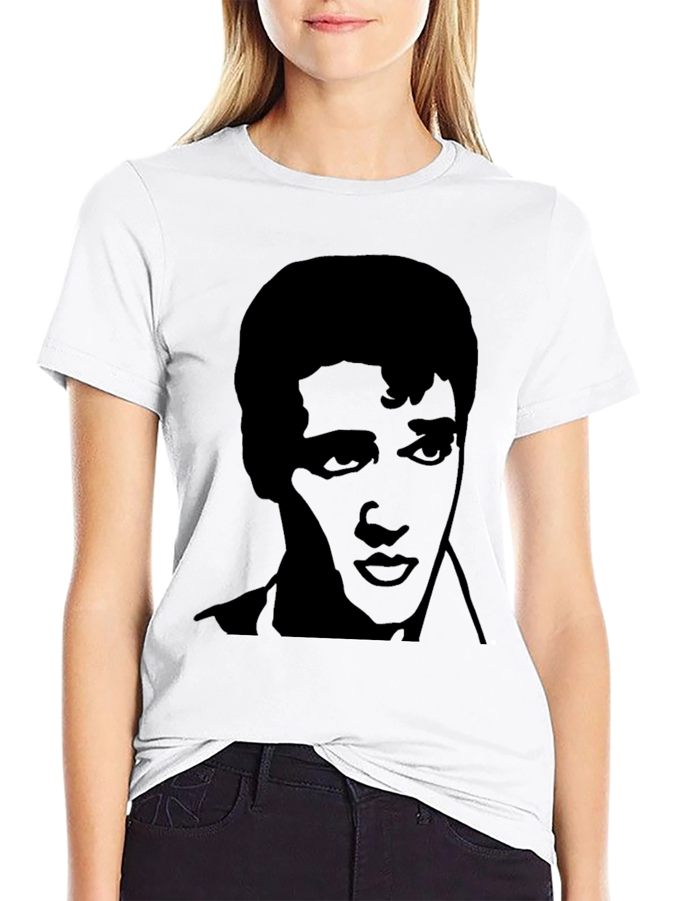 Black Elvis Silhouette Graphic Tee